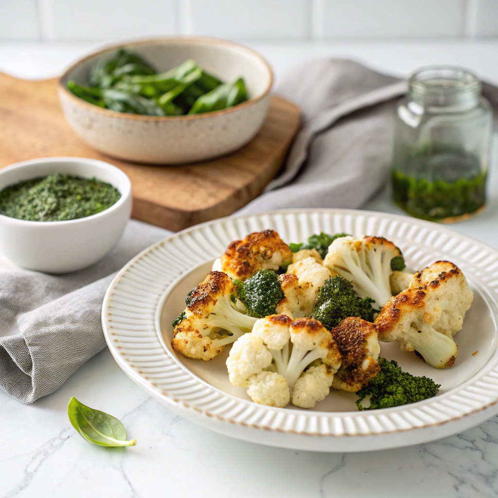 Parmesan Pesto Roasted Cauliflower Recipe - Recipe Image