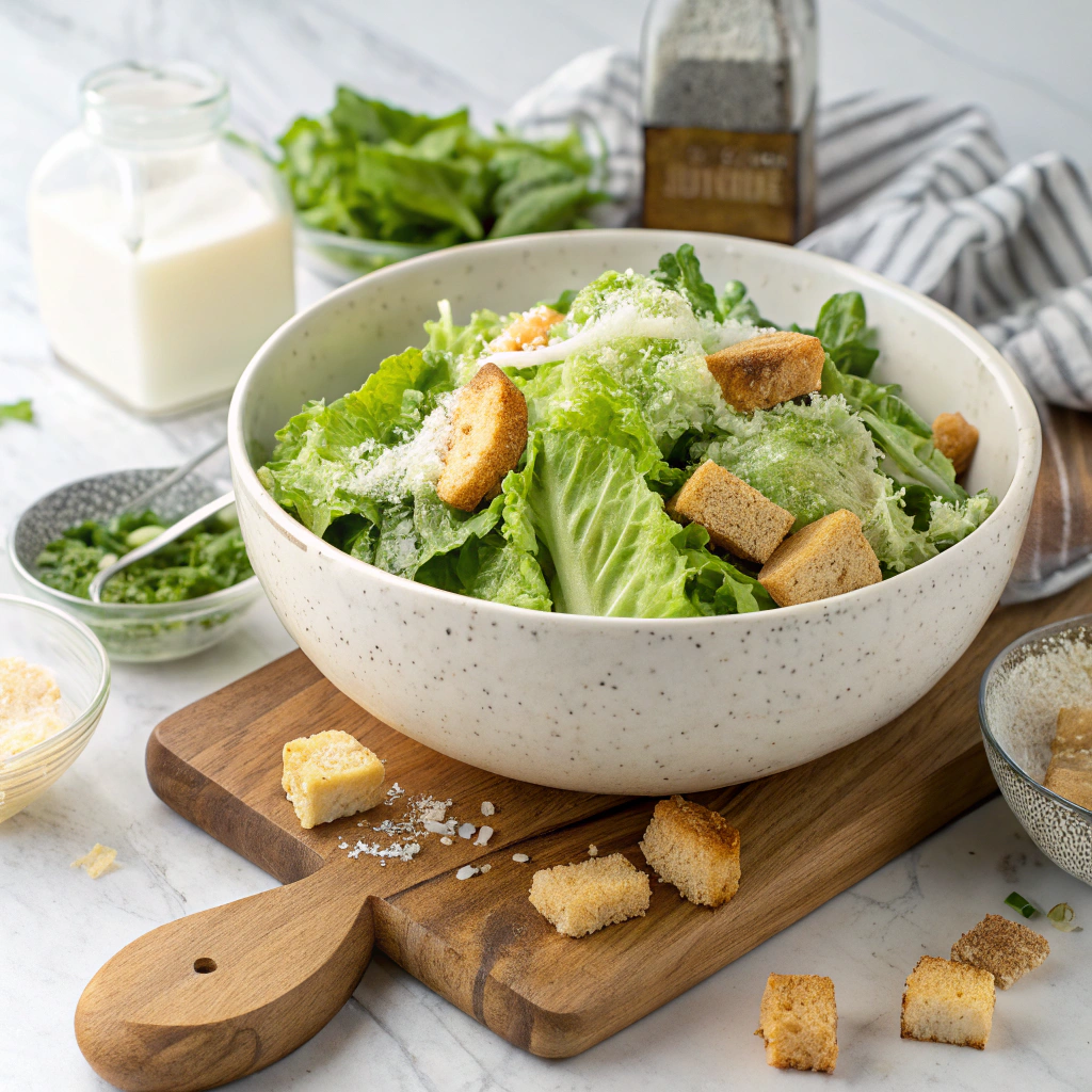 Classic Caesar Salad with Homemade Croutons Recipe - Recipe Image