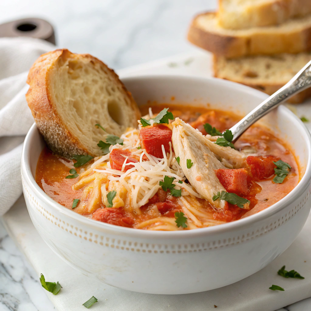 Crockpot Creamy Chicken Parmesan Soup Recipe - Recipe Image