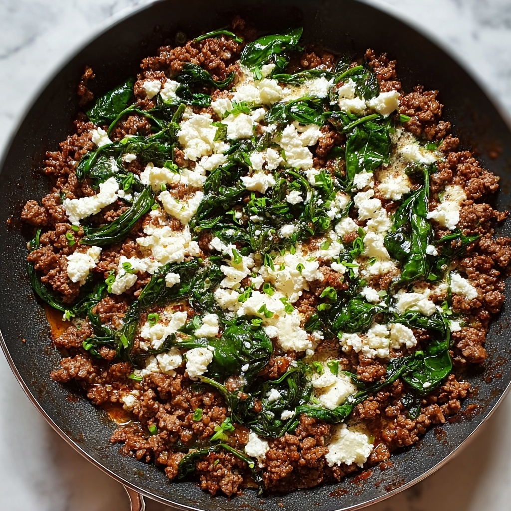 Ground Beef and Spinach Skillet with Feta Recipe - Recipe Image