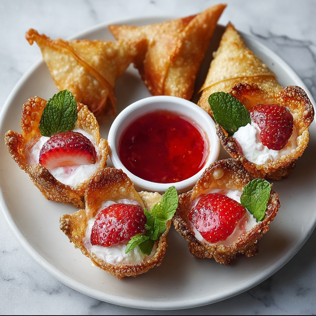 Deep-Fried Strawberry Cheesecake Stuffed Wonton Bites Recipe - Recipe Image