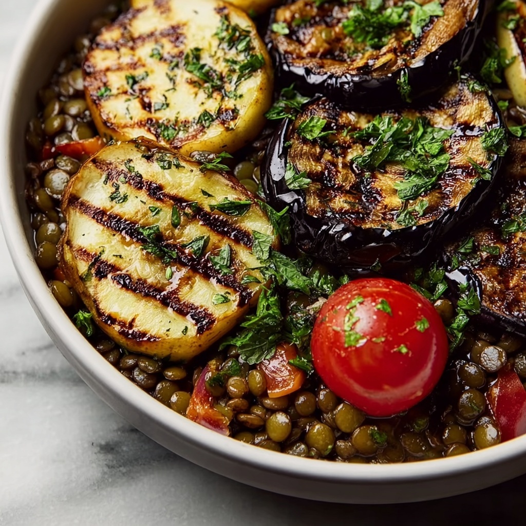 Mediterranean Lentil and Grilled Eggplant Bowl Recipe - Recipe Image