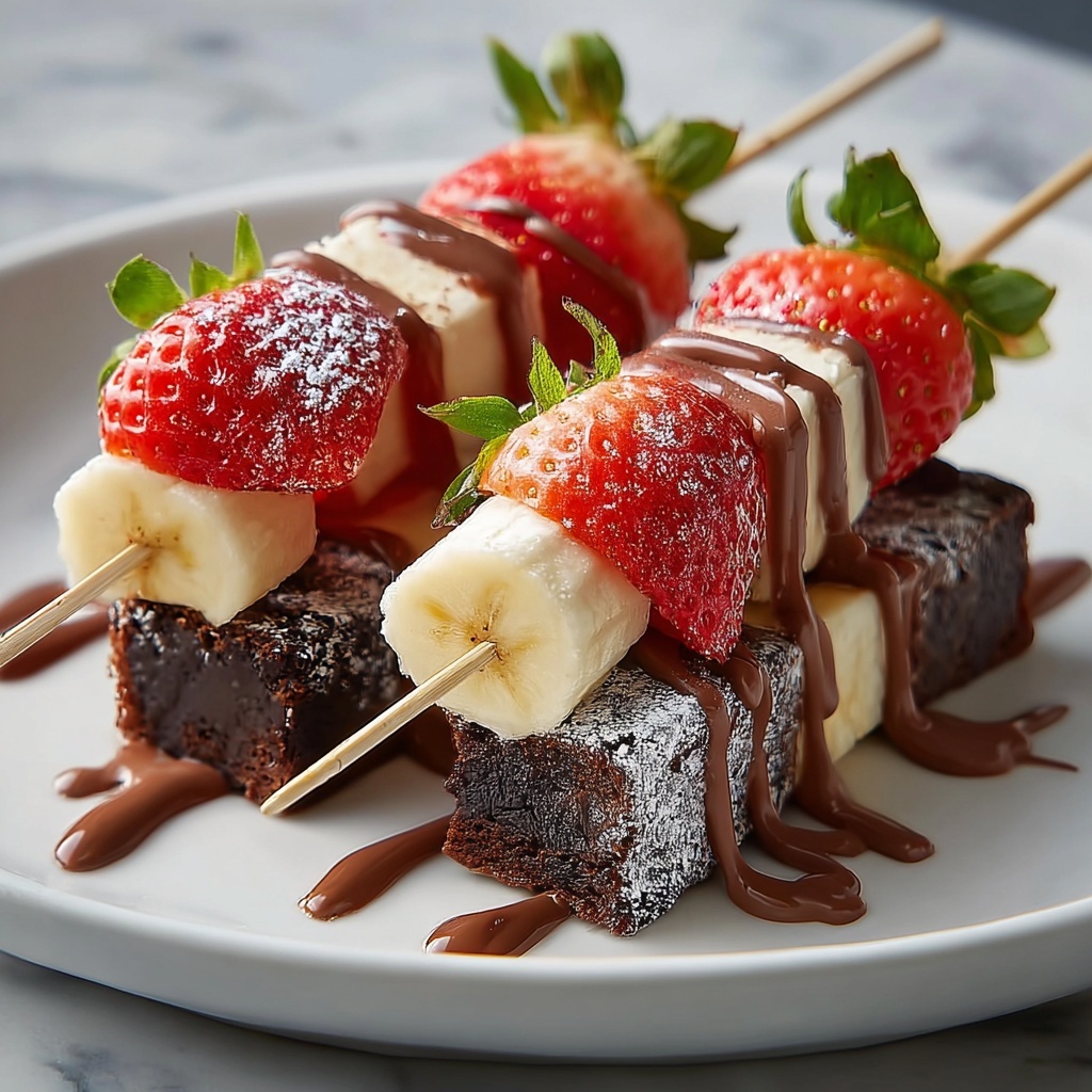 Strawberry Banana Brownie Skewers Recipe - Recipe Image