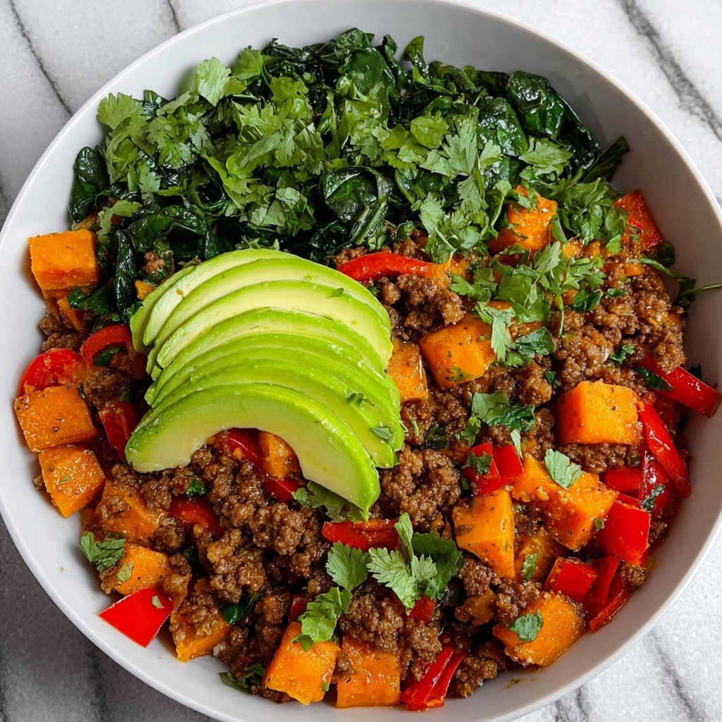 Ground Beef and Sweet Potato Skillet with Spinach and Spices Recipe - Recipe Image