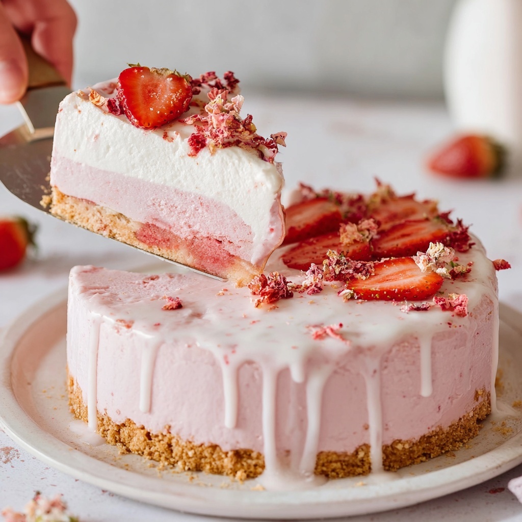 Vegan No Bake Strawberry Cheesecake Recipe - Recipe Image