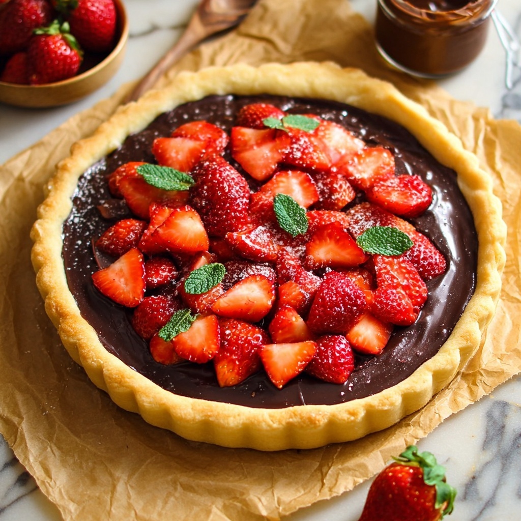 Vegan Strawberry Chocolate Pizza Recipe - Recipe Image