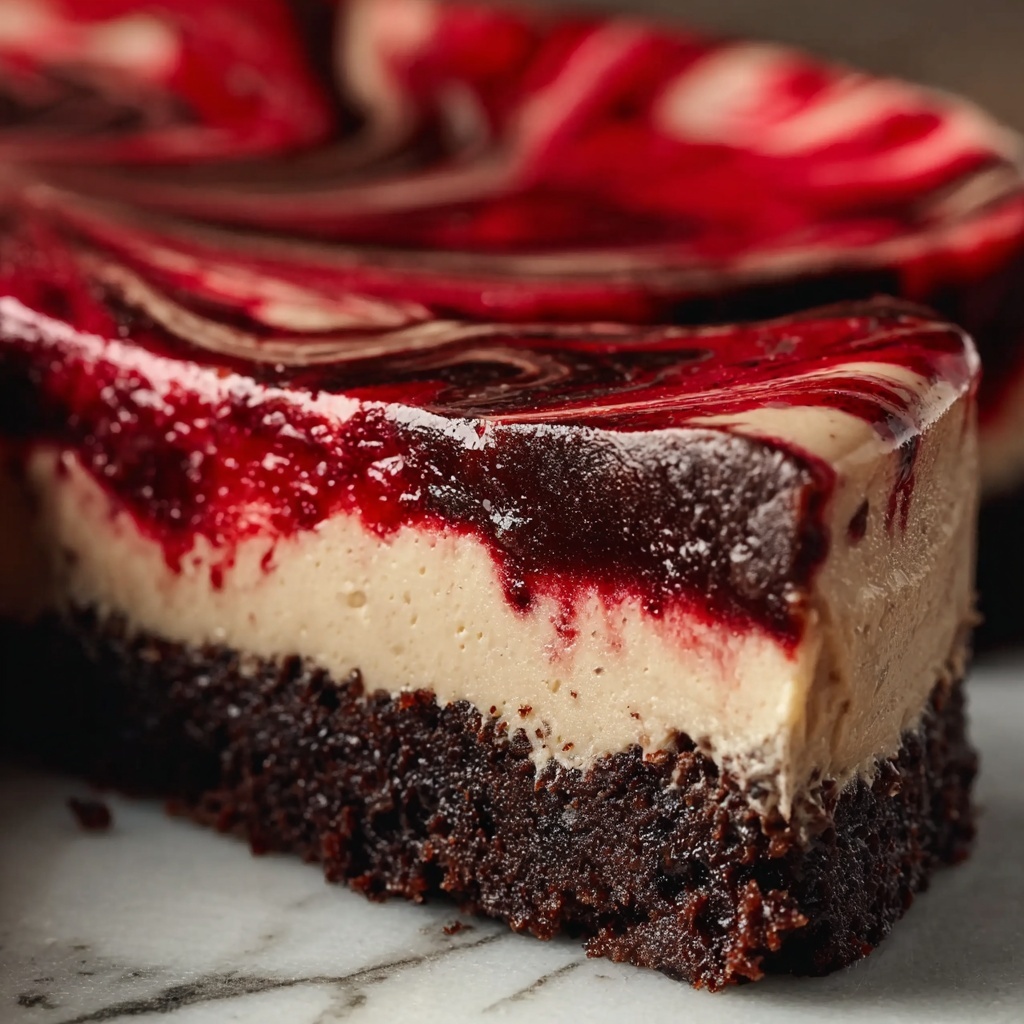 Chocolate Strawberry Swirl Cheesecake Recipe - Recipe Image