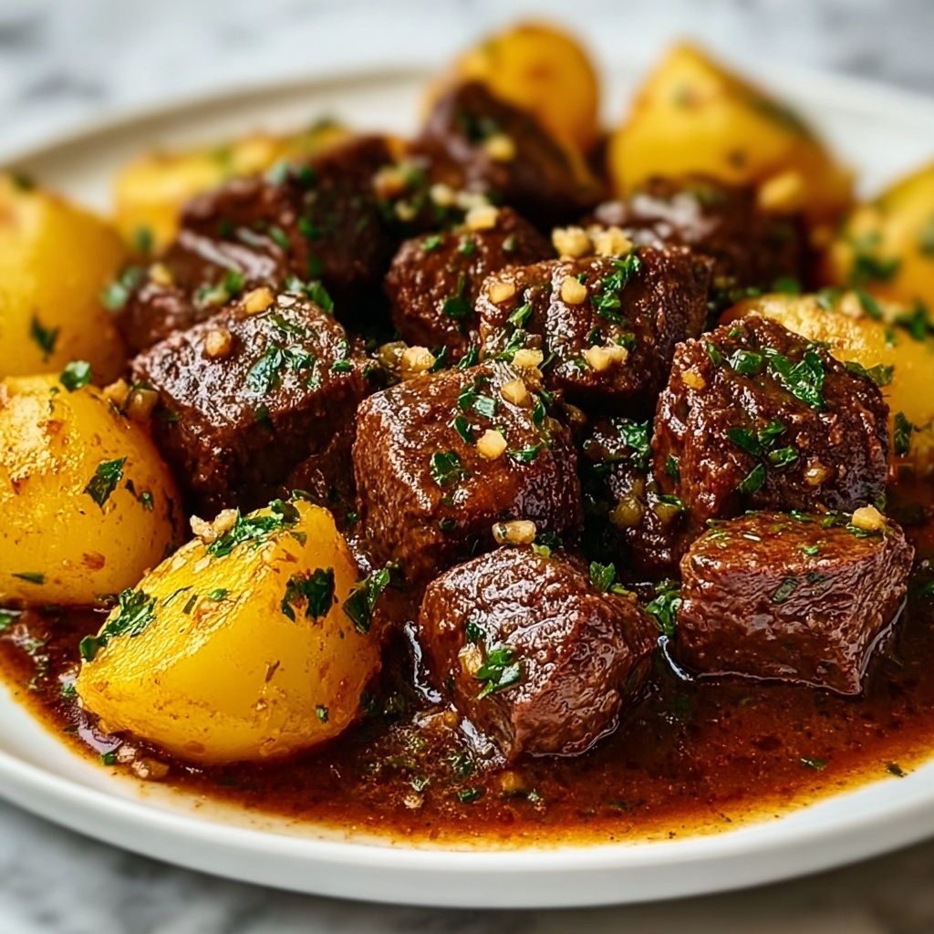 Slow Cooker Garlic Butter Beef Bites & Potatoes Recipe - Recipe Image
