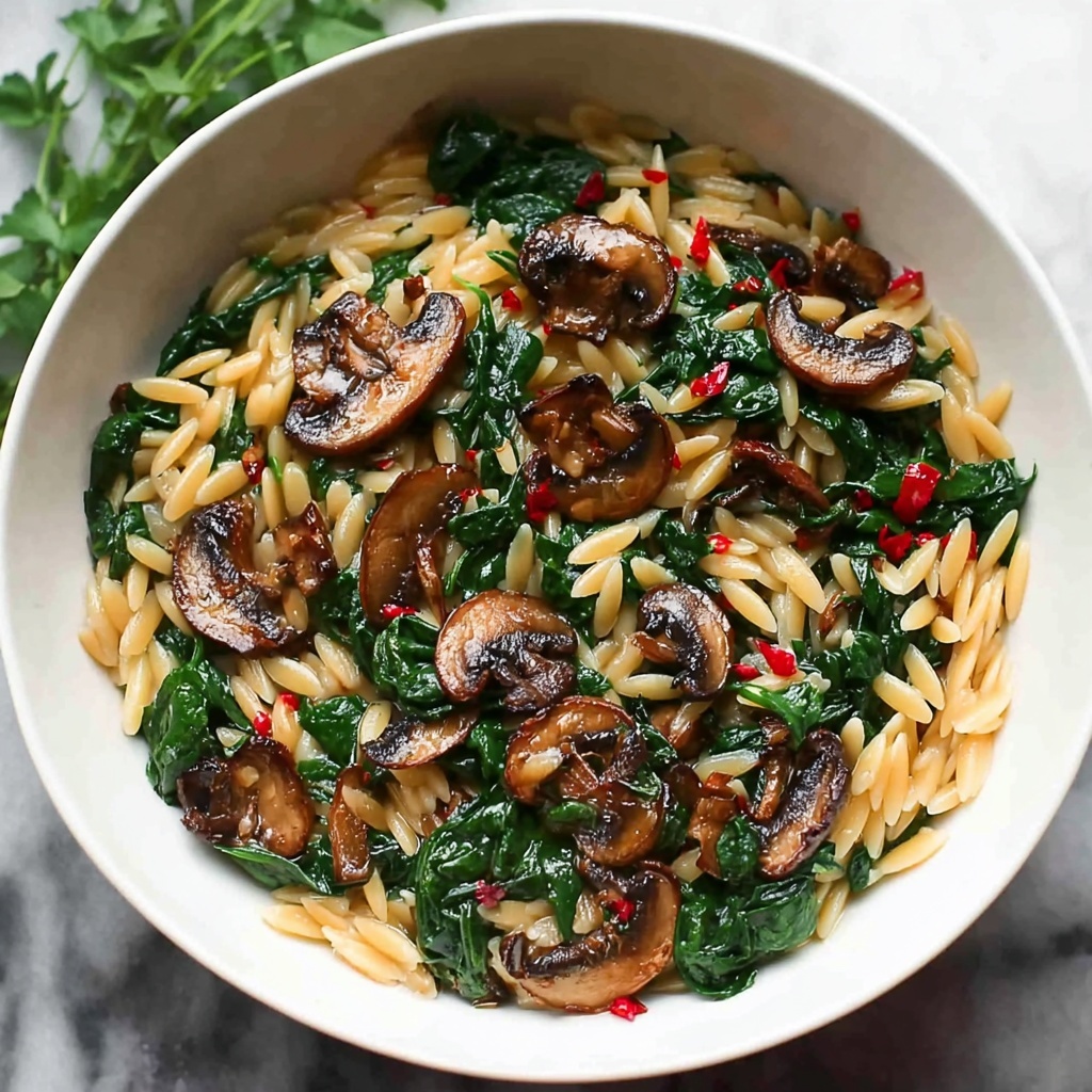 Creamy Spinach and Mushroom Orzo Recipe - Recipe Image