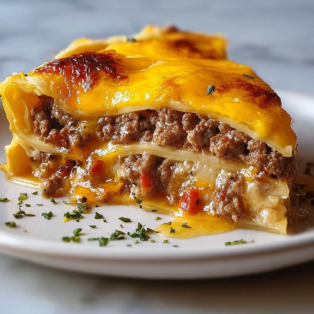 Classic American Cheeseburger Pie Recipe - Recipe Image