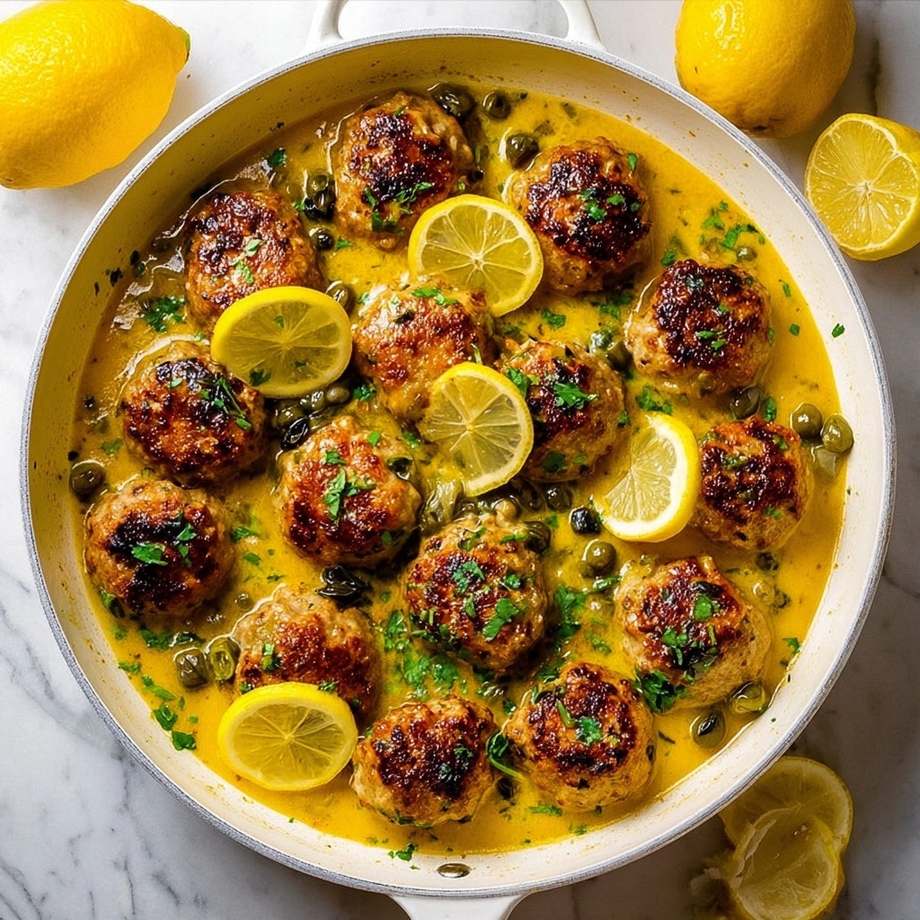 Saucy Chicken Piccata Meatballs Recipe - Recipe Image