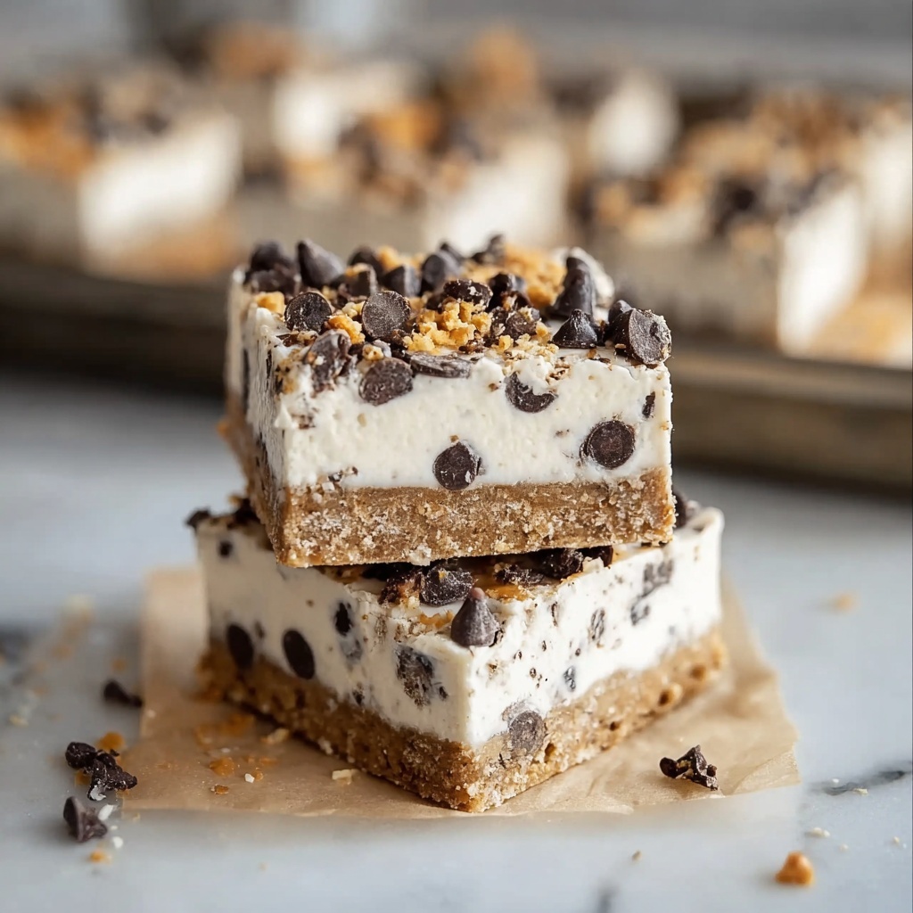 No-Bake Cookie Dough Cheesecake Bars Recipe - Recipe Image