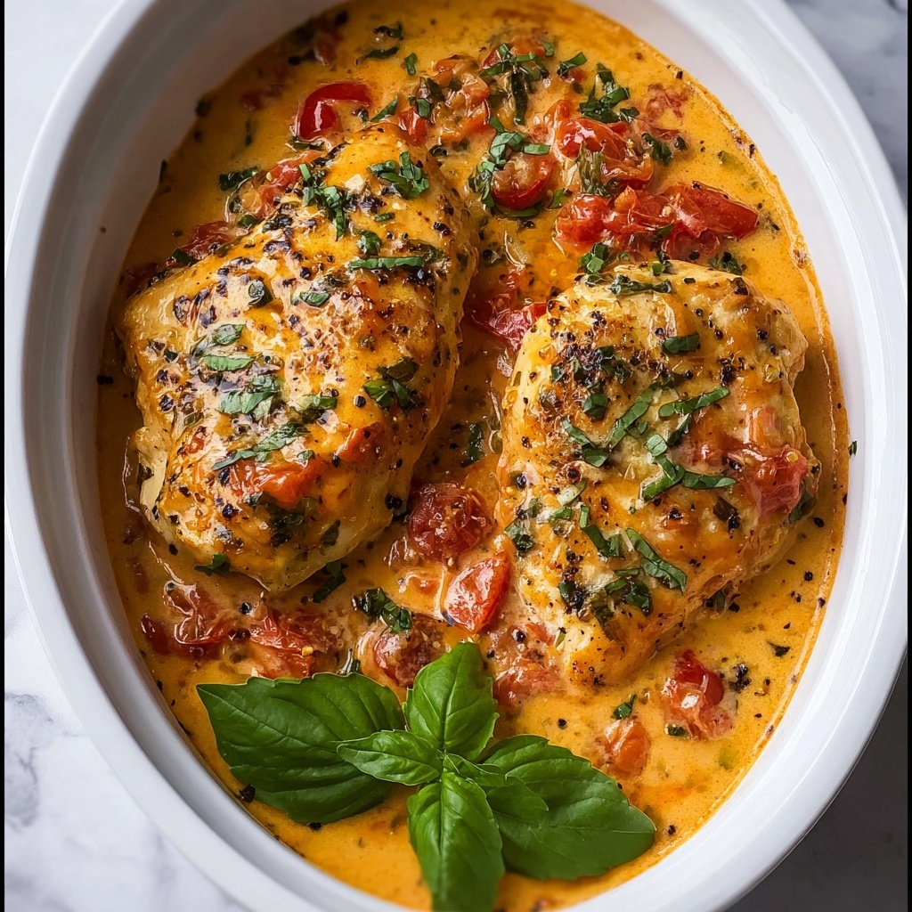 Slow Cooker Creamy Tomato Basil Chicken Recipe - Recipe Image