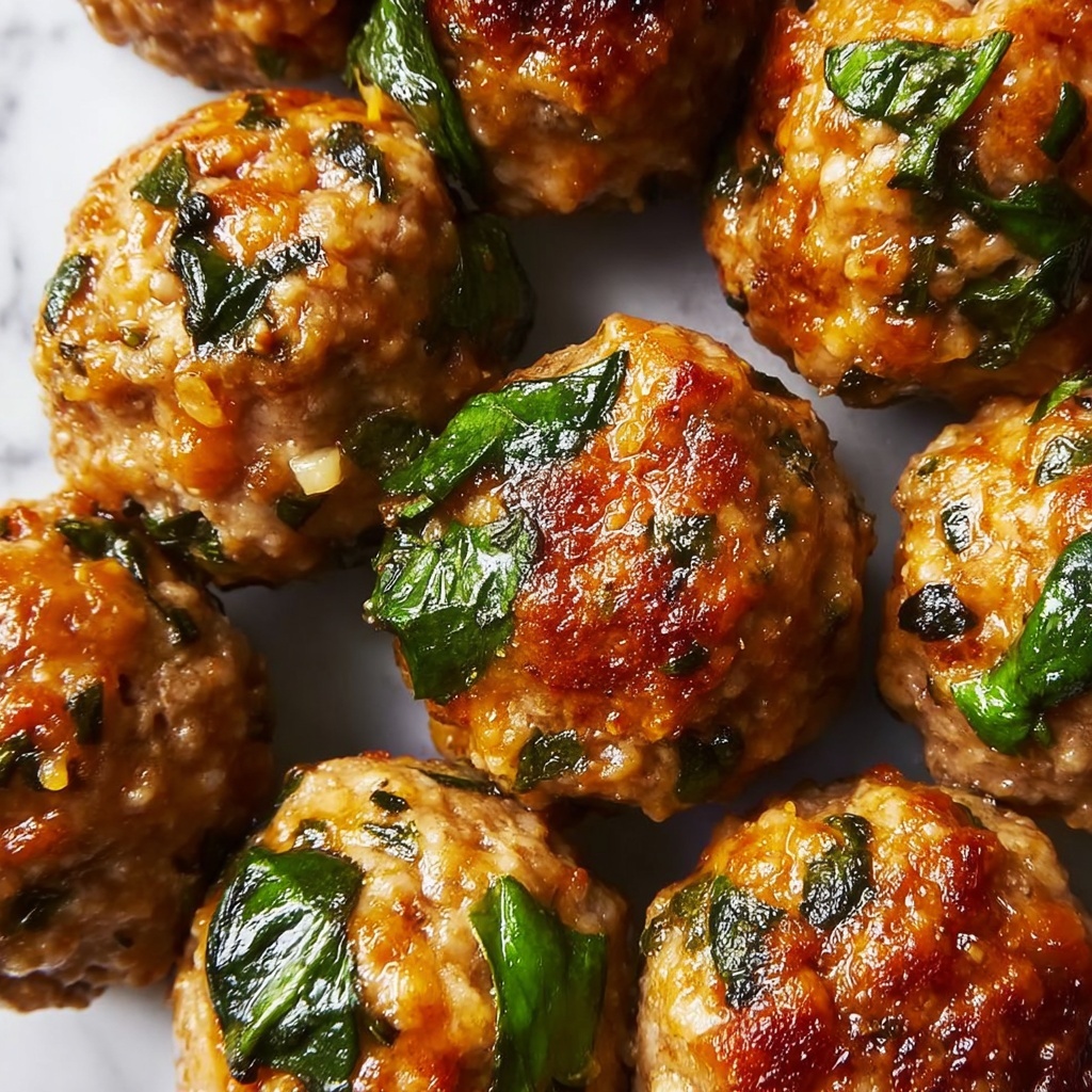 Baked Chicken Ricotta Meatballs with Spinach Recipe - Recipe Image