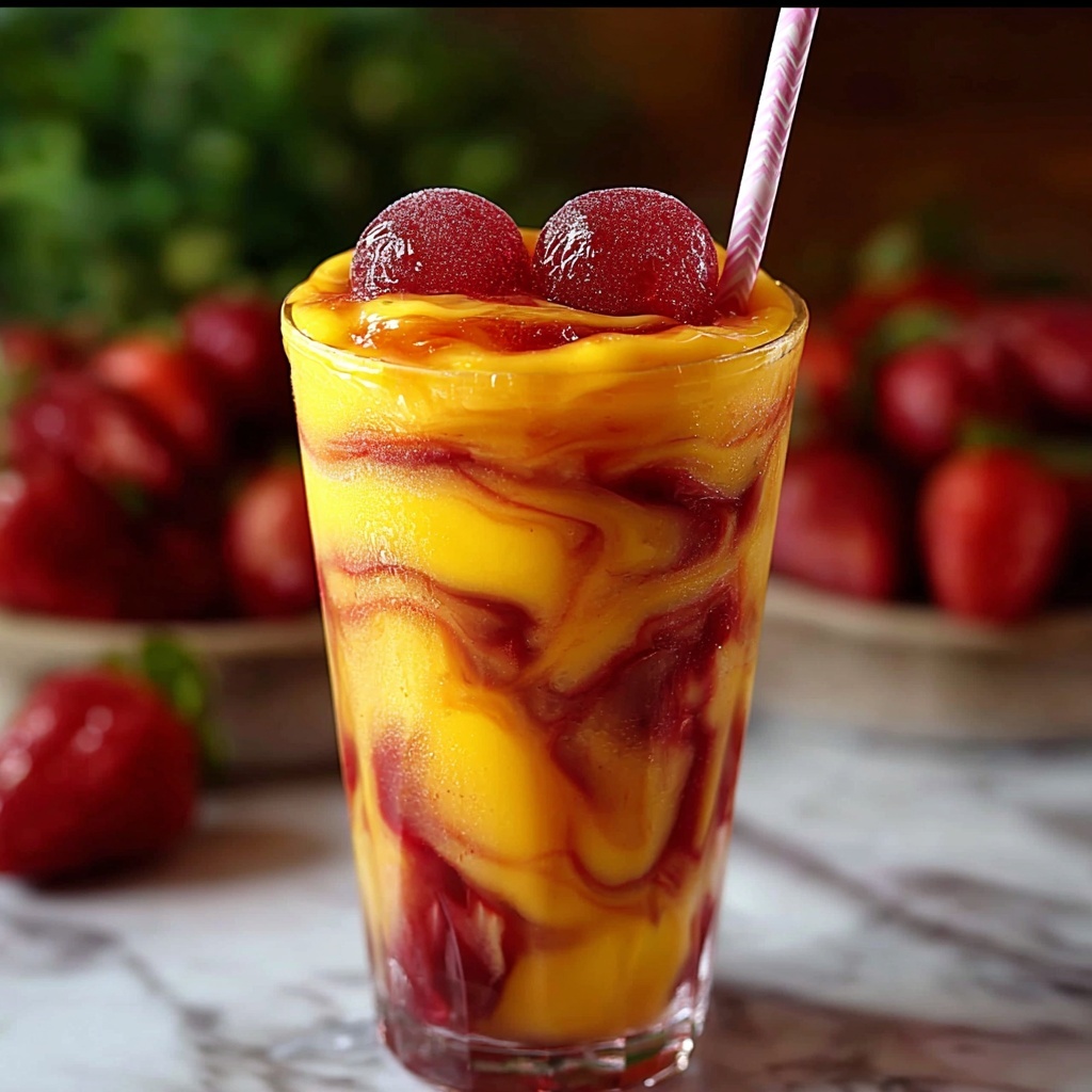 Fresh Pineapple Strawberry Swirled Slushies Recipe - Recipe Image