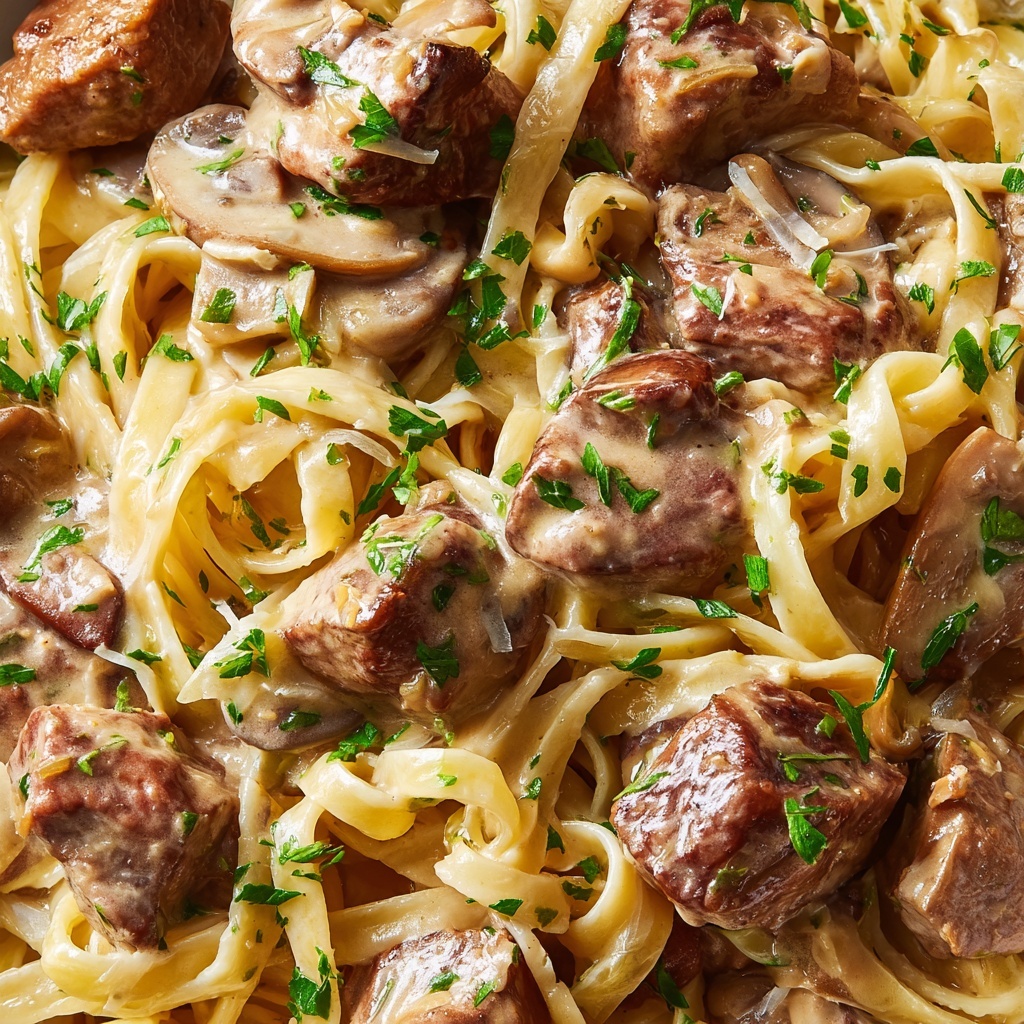 One-Pot Creamy Beef and Garlic Butter Pasta Recipe - Recipe Image
