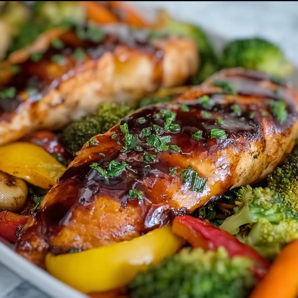One-Pan Balsamic Chicken with Roasted Veggies Recipe - Recipe Image