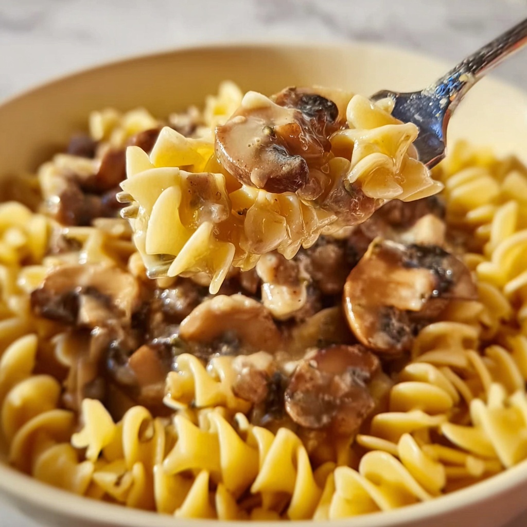 Creamy Mushroom Stroganoff with Egg Noodles Recipe - Recipe Image