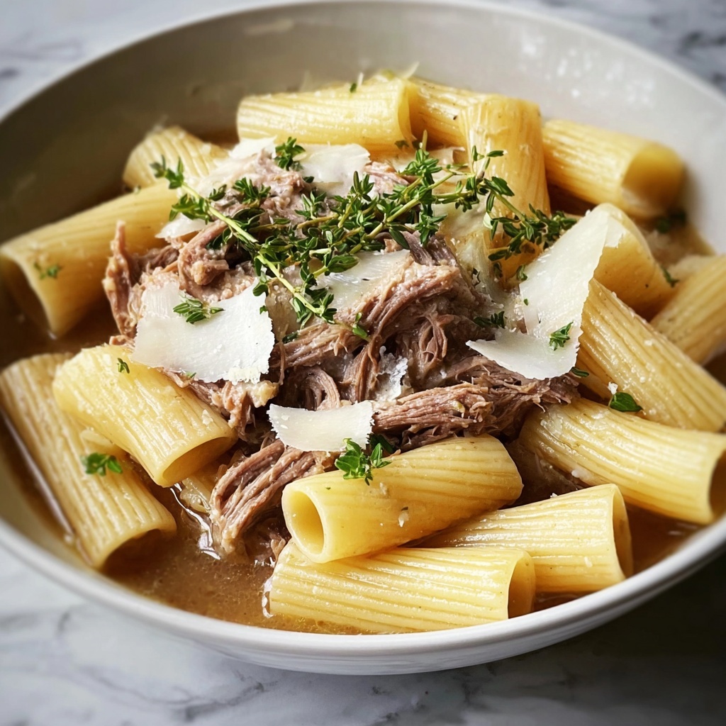 Slow Cooked Braised Beef Brisket Rigatoni with Tarragon Recipe - Recipe Image