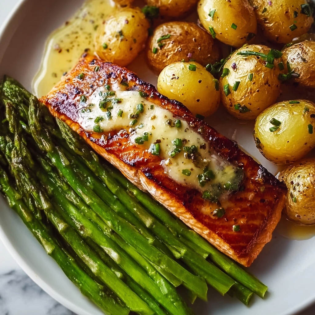 Spiced Salmon with Cheesy Asparagus & Garlic Herb Potatoes Recipe - Recipe Image