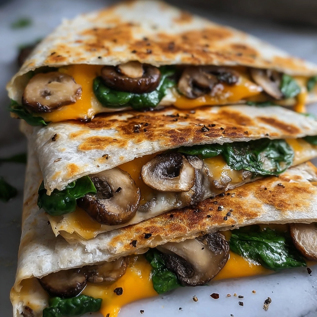 Baked Spinach Mushroom Quesadillas Recipe - Recipe Image