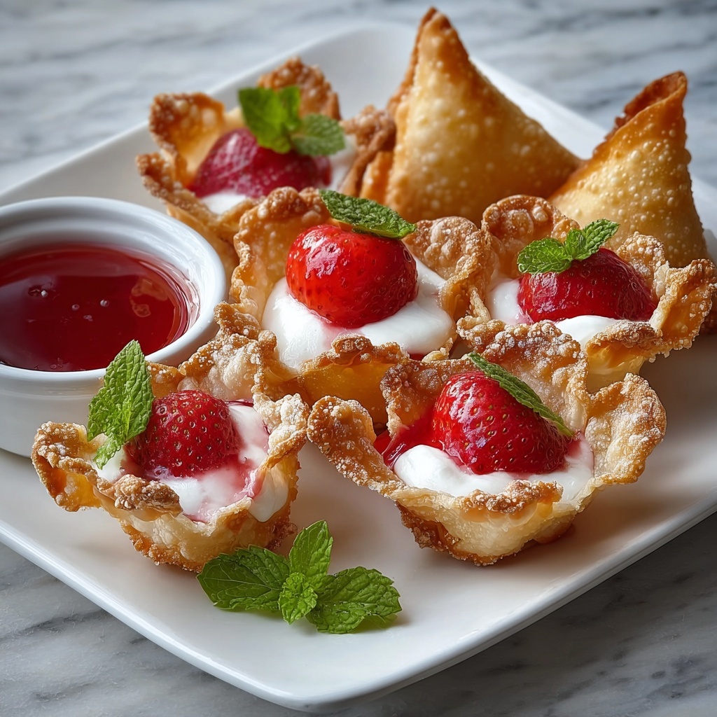 Deep-Fried Strawberry Cheesecake Stuffed Wonton Bites Recipe - Recipe Image