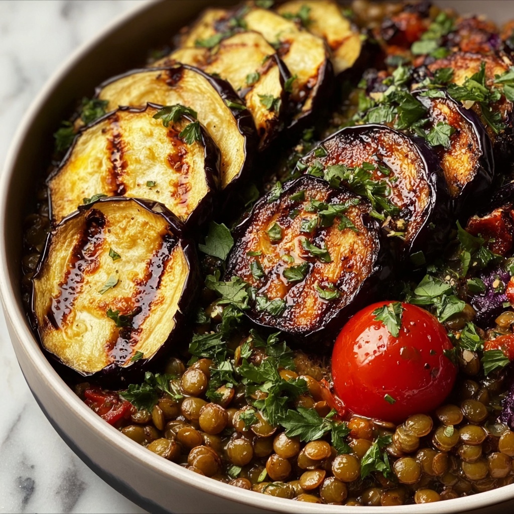 Mediterranean Lentil and Grilled Eggplant Bowl Recipe - Recipe Image
