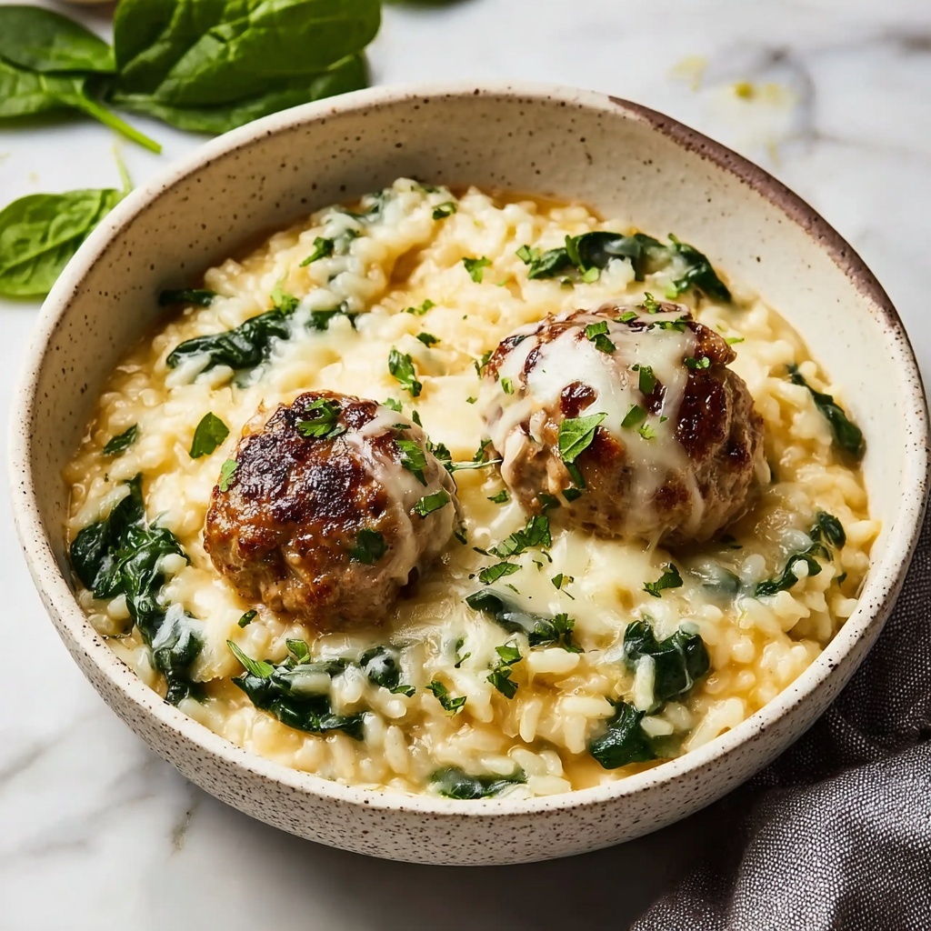 Baked Lemon Rosemary Chicken Meatballs with Creamy Orzo Recipe - Recipe Image