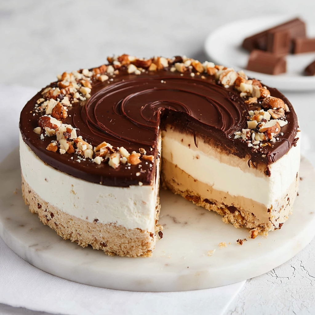 No-Bake Vegan Chocolate Peanut Butter Cheesecake Recipe - Recipe Image