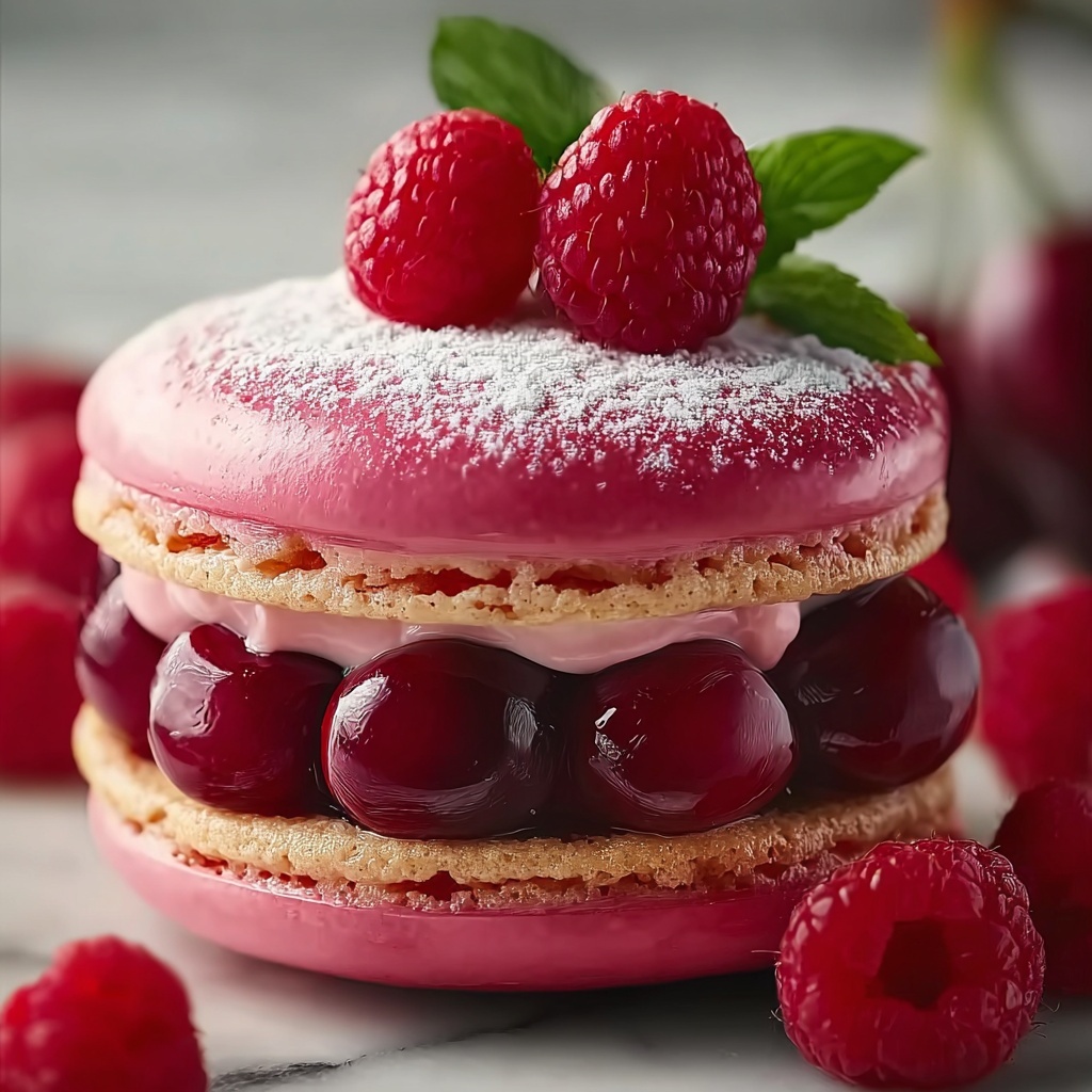 Ispahan-Inspired Macaron Cake with Fresh Lychees & Raspberries Recipe - Recipe Image