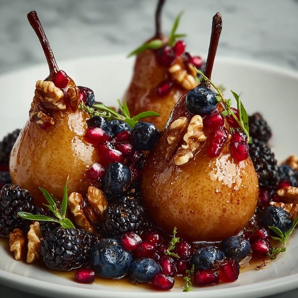 Baked Pears with Berries, Blue Cheese, and Walnuts Recipe - Recipe Image