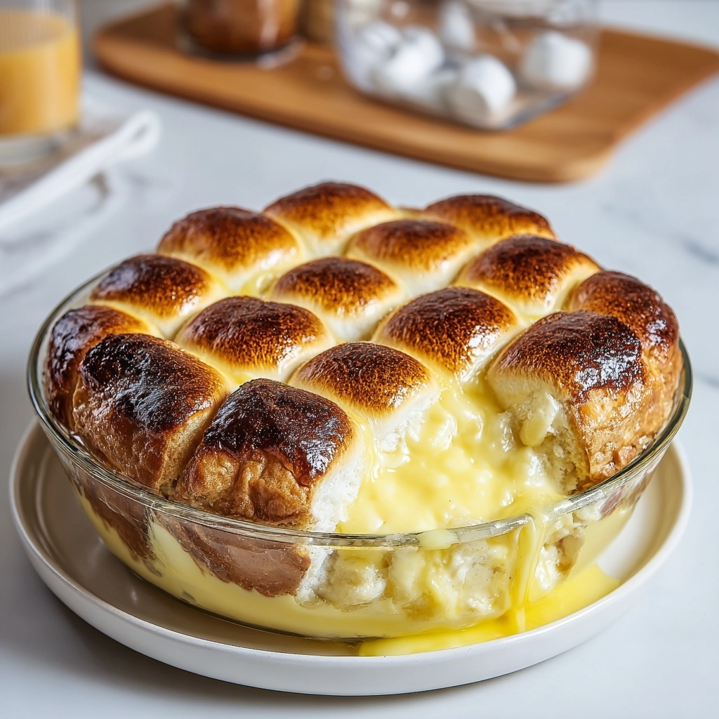 Custard Bread Pudding with Vanilla Sauce Recipe - Recipe Image