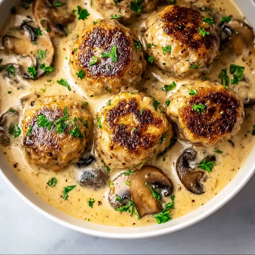 Creamy Mushroom Chicken Meatballs Recipe - Recipe Image