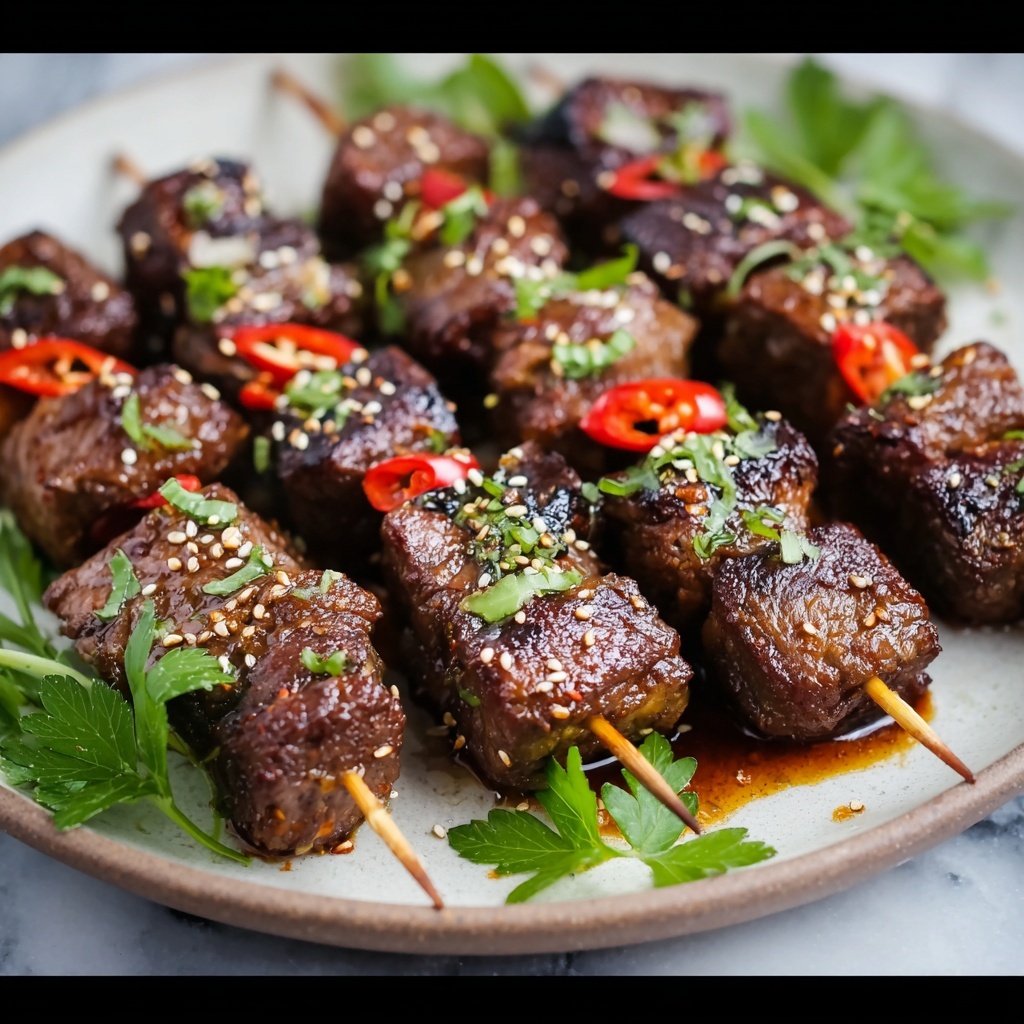 Asian Garlic Steak Skewers Recipe - Recipe Image