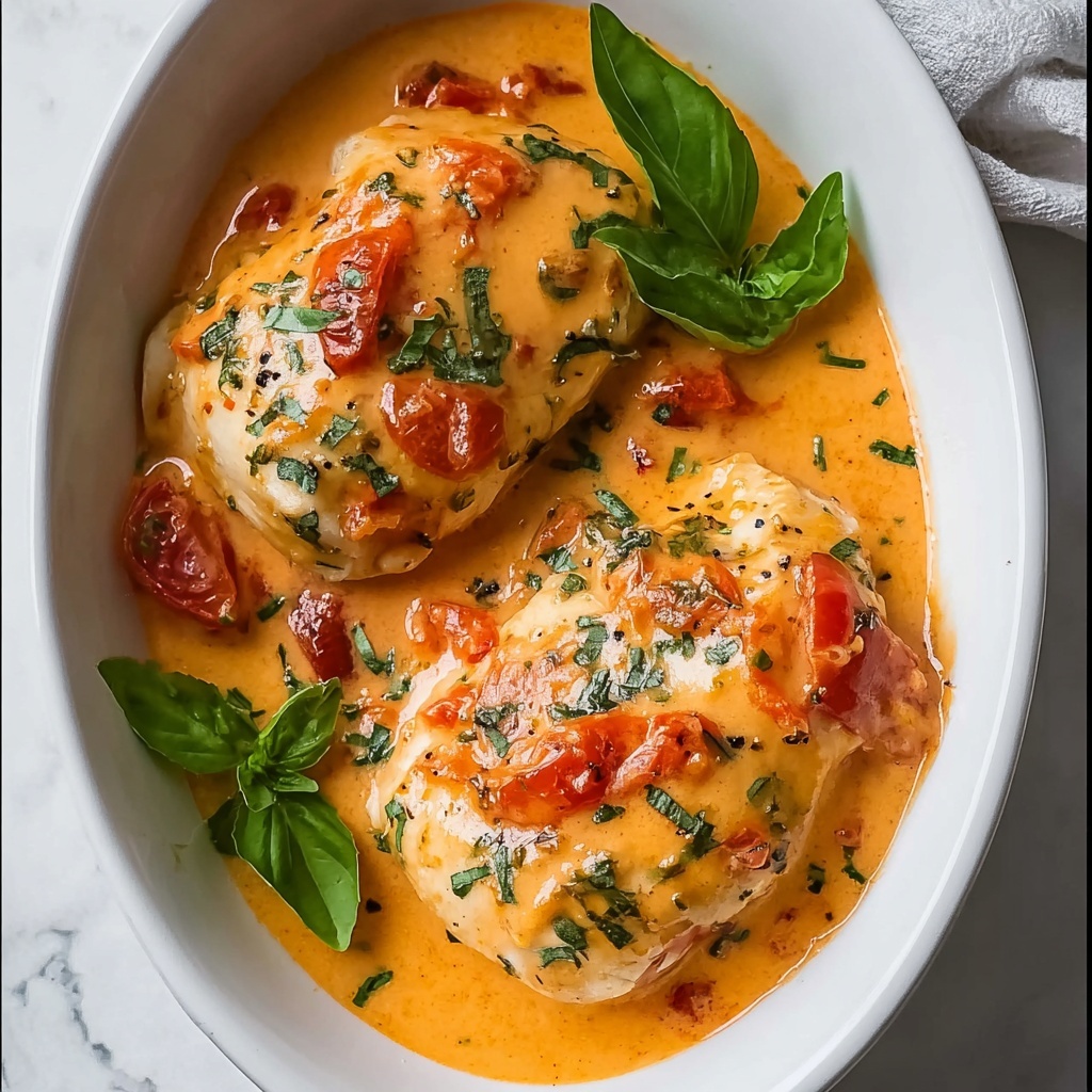 Slow Cooker Creamy Tomato Basil Chicken Recipe - Recipe Image