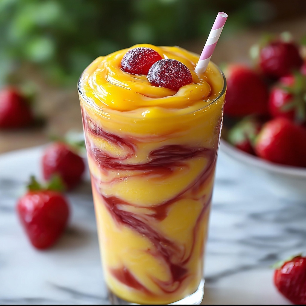Fresh Pineapple Strawberry Swirled Slushies Recipe - Recipe Image