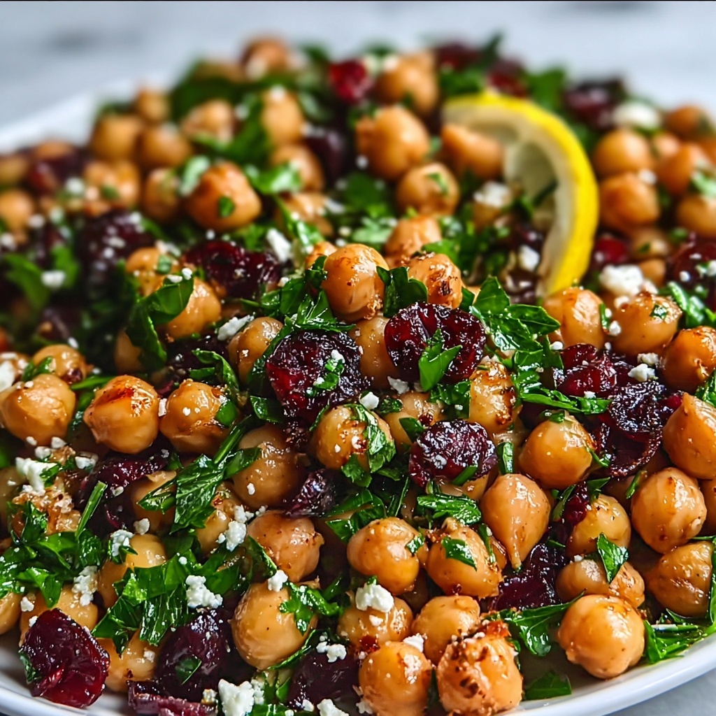 Feta & Cranberry Chickpea Salad with Lemon Vinaigrette Recipe - Recipe Image