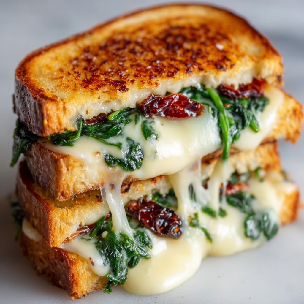 Sun-Dried Tomato, Spinach, and Ricotta Grilled Cheese Recipe - Recipe Image