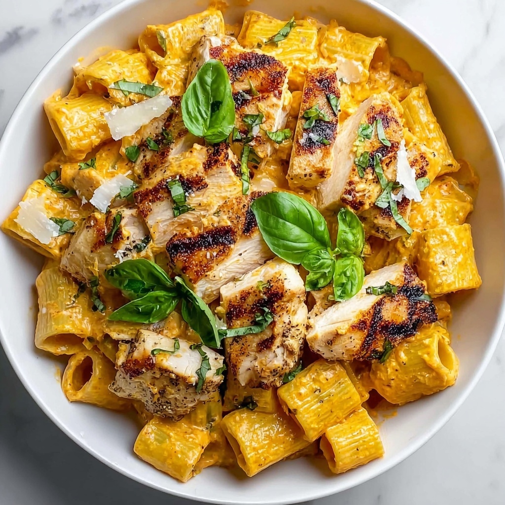 Burst Cherry Tomato Basil Chicken Rigatoni Recipe - Recipe Image