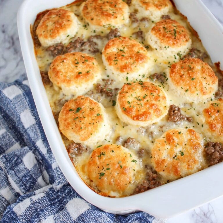 Cheddar Bay Biscuits and Sausage Gravy Casserole Recipe