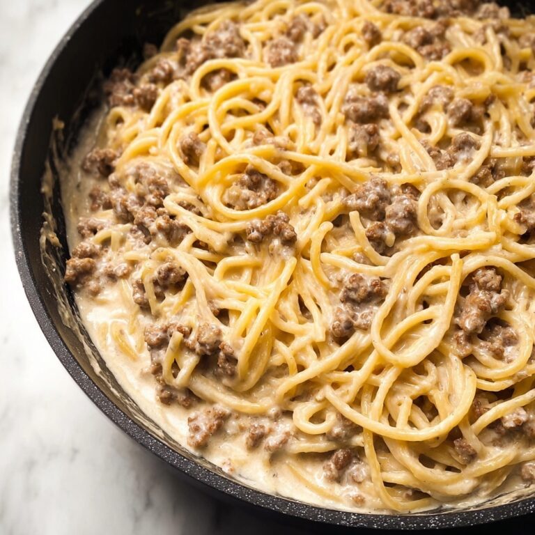 Creamy Ground Beef Alfredo Pasta Recipe
