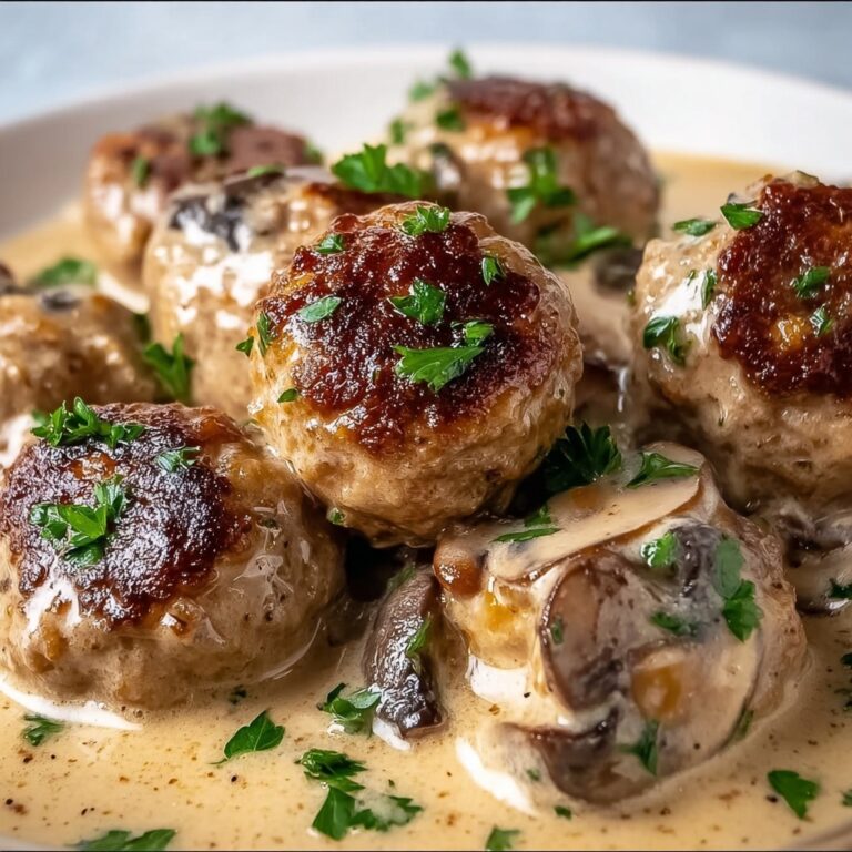 Creamy Mushroom Chicken Meatballs Recipe