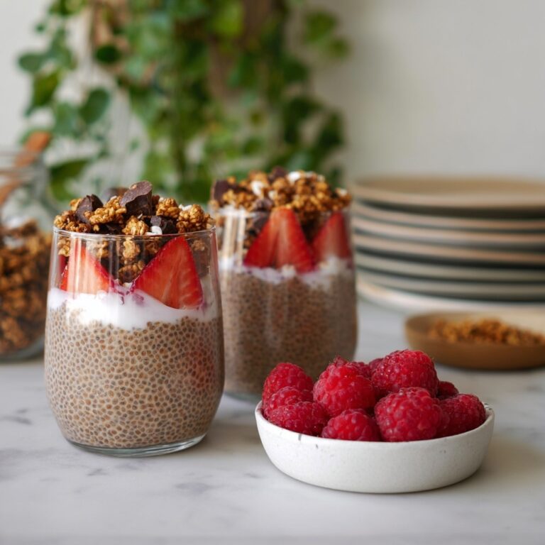Coffee Chia Pudding with Greek Yogurt, Fresh Berries, and Granola Recipe