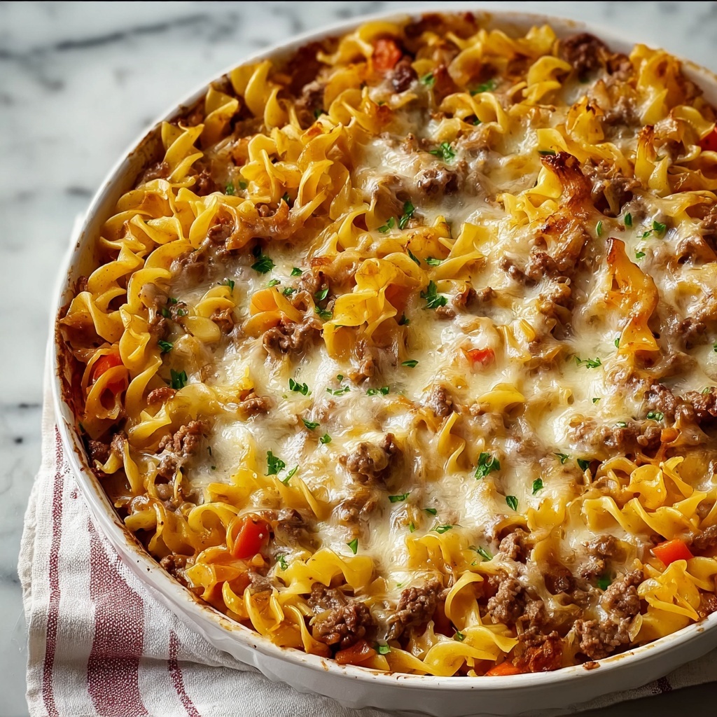 Cheesy Beef and Noodle Casserole Recipe - Recipe Image