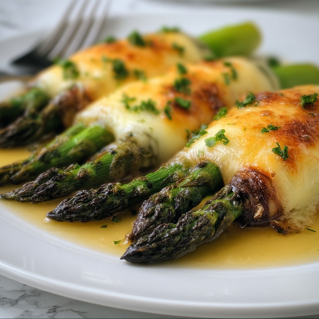 Asparagus Stuffed Chicken with Spinach Artichoke Cream Sauce Recipe - Recipe Image