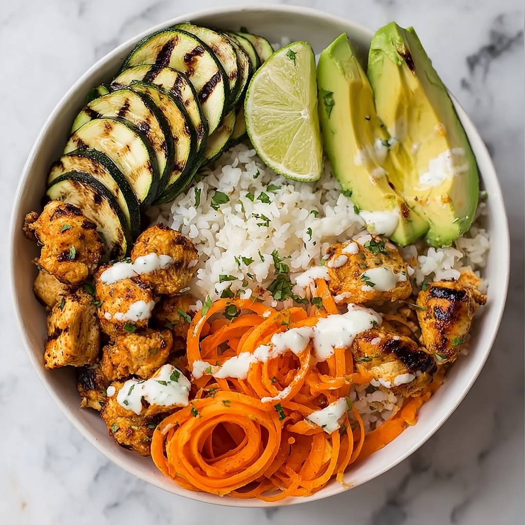 Hot Honey Chicken Bowl with Roasted Vegetables and Avocado Recipe - Recipe Image