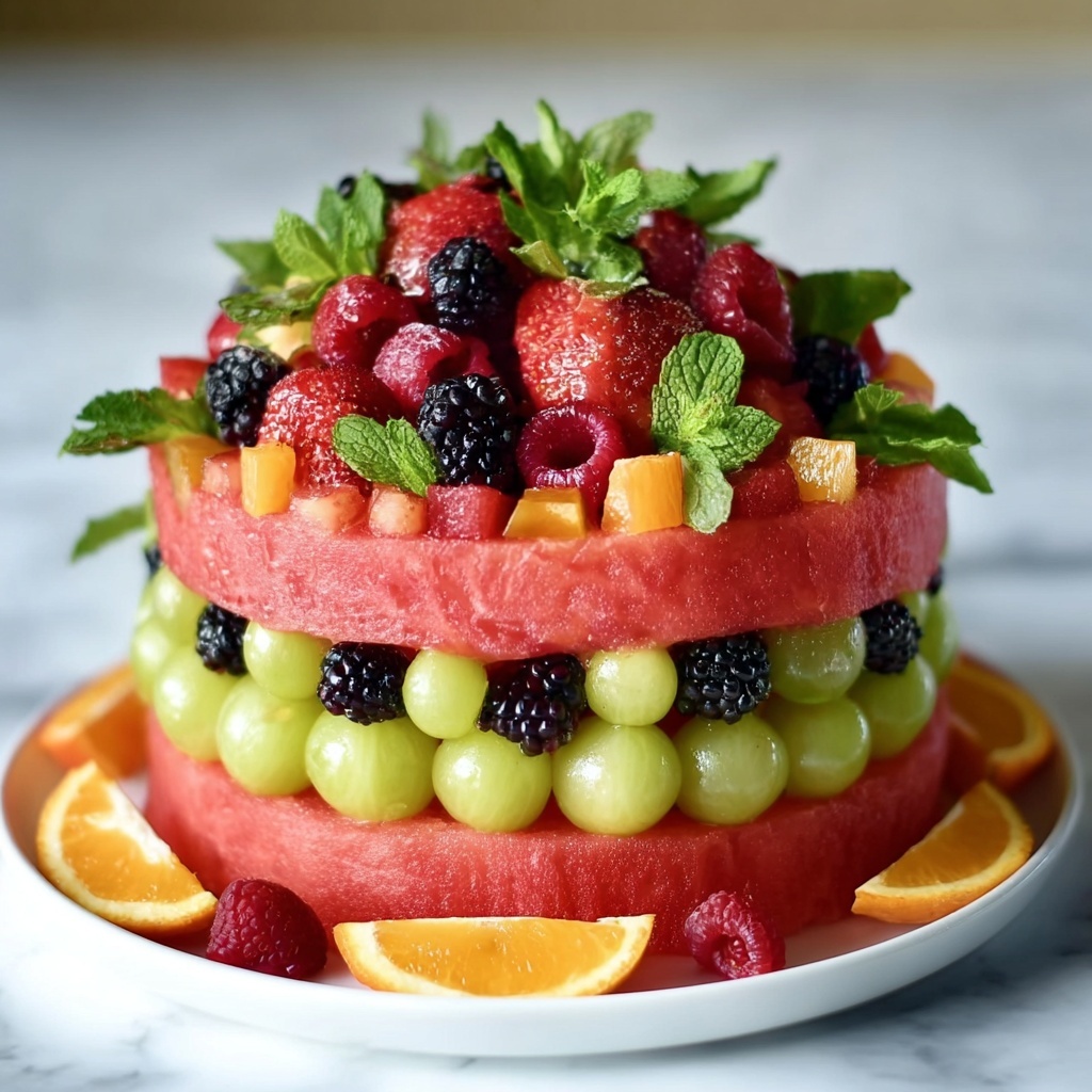 Fresh Fruit Watermelon Cake Recipe - Recipe Image
