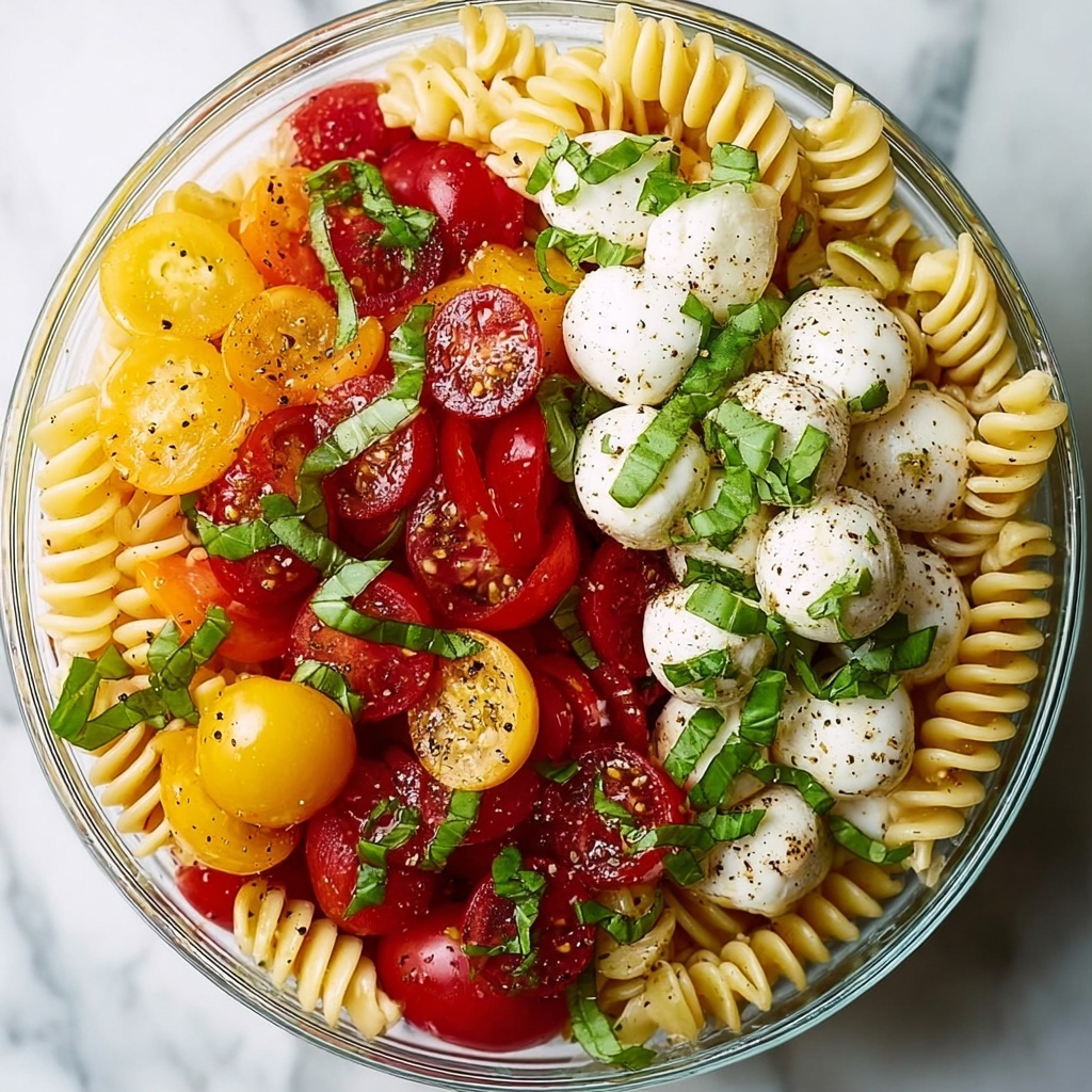 Creamy Caprese Pasta Salad Recipe - Recipe Image