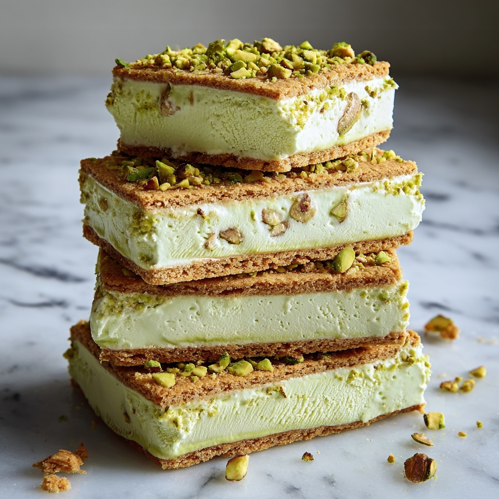 Pistachio Blondie Ice Cream Sandwiches Recipe - Recipe Image