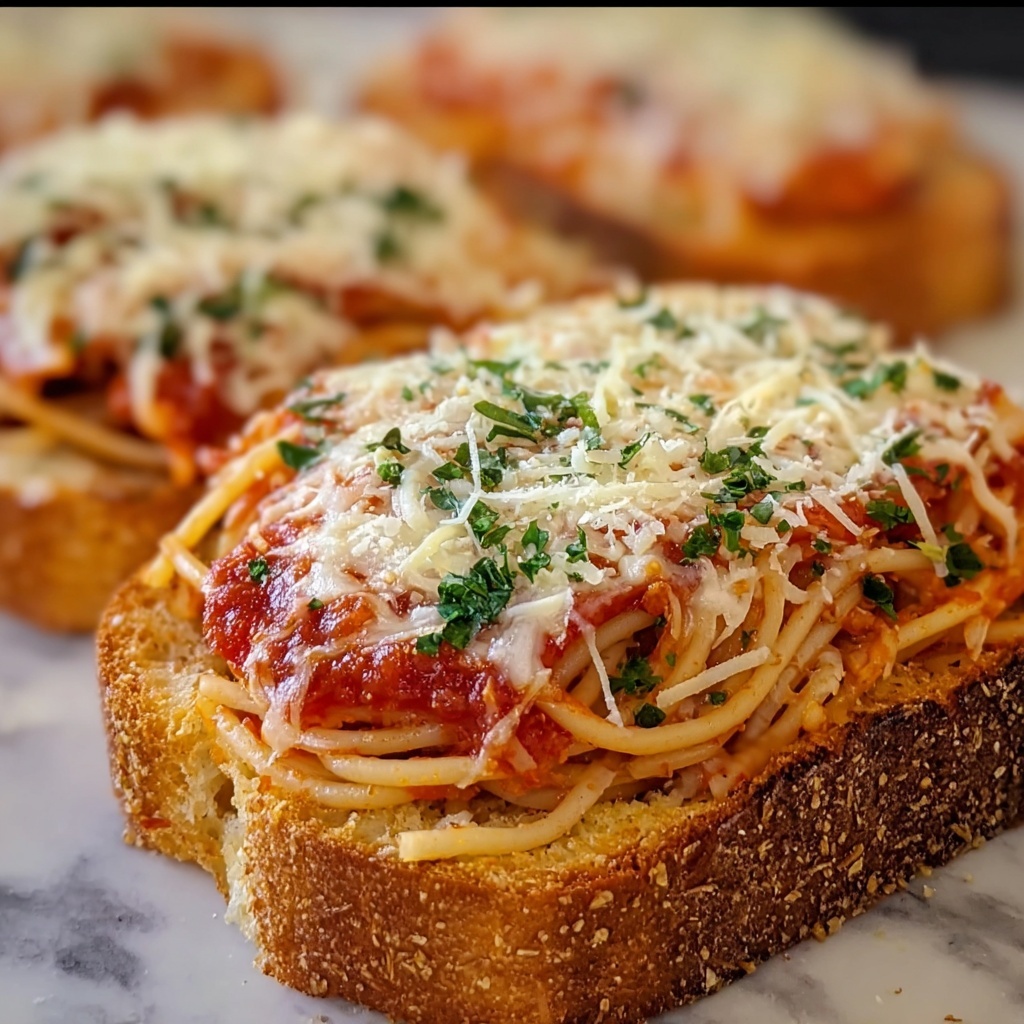 Spaghetti Stuffed Garlic Bread Recipe - Recipe Image